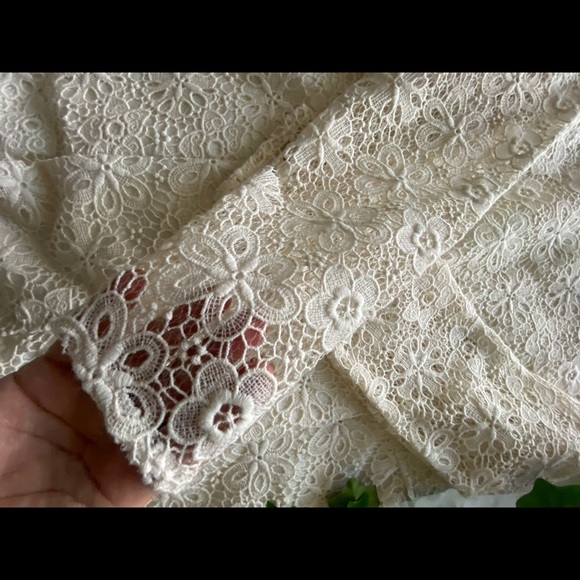 White Lace Romper with Embellished Collar - Picture 3 of 5